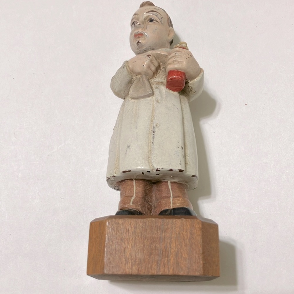 Vintage 1958 Italy Wood  Toriart Anri Pharmacist Hand  Carved and Painted